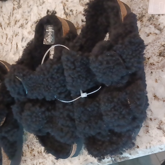 Birkenstock Papillio Big Buckle Shearling Black 2 Strap Sandals Multi Sizes NEW - Picture 15 of 15